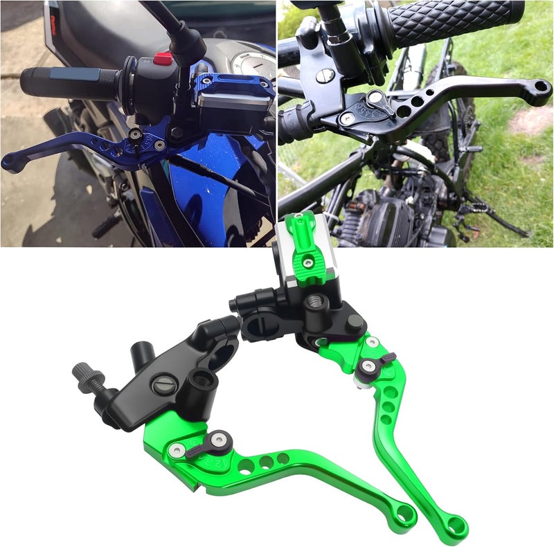 JXPANG Universal Motorcycle 7/8" 22mm Handlebar Brake Master Cylinder Clutch Lever CNC Left & Right Set Compatible with Harley Honda Kawasaki Suzuki Yamaha（ Piston Diameter 12.7mm (Green) - Image 5